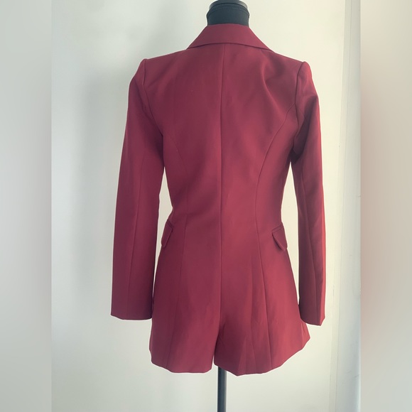 Wine Colour Blazer Playsuit - Picture 3 of 4